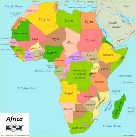 African Countries Map, List Of African Countries, Middle School Geography, Africa Continent, Geography Quiz, Map Of Africa, African Map, Geography Map, Asia Map