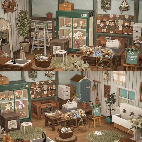 Acnh Flower House, Acnh Happy Home Paradise Roommate Ideas, Animal Crossing Flower Shop Ideas, Acnh Flower Shop Ideas, Acnh Basement Design Ideas, Acnh Dlc Ideas, Acnh Apparel Shop Ideas, Acnh Hhp Ideas, Flower Shop Animal Crossing