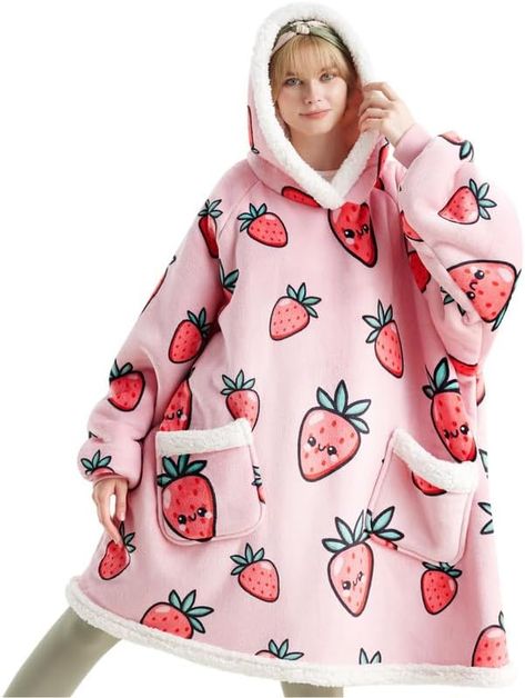 Bedsure Wearable Blanket Hoodie with Sleeves - Sherpa Hooded Blanket Pink as Strawberry Gifts for Mom Women Girlfriend, Warm Blanket Sweatshirt Adult with... Pink Strawberry, Presents For Women, Sherpa Hoodie, Blanket Hoodie, Hoodie Blanket, Wearable Blanket, Hooded Blanket, Waffle Weave, Cotton Duvet Cover