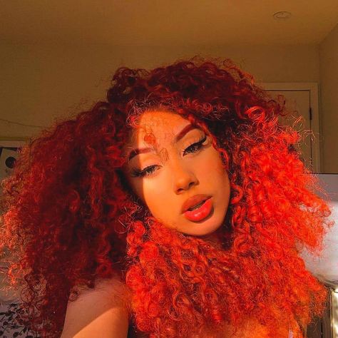 Fire Hair Color, Feminine Face, Fire Hair, Neon Hair, Hair Girls, Colored Curly Hair, Red Heads, Coily Hair, Dope Hairstyles