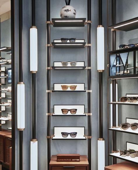 Glasses Store Design, Eyewear Shop Design, Eyewear Retail, Eyewear Store Design, London Soho, Eyewear Display, Glass Store, Jewelry Store Design, Sunglasses Display