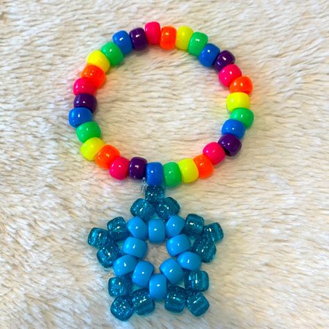 Handmade Rainbow Kandi Star -This Listing Is For The One Bracelet Pictured Above. One Size Fits Most Stretchy Cord Unique And Fun For Your Next Rave Or Festival! Check Out My Closet For More Kandi Goodies, And Create Your Own Personalized Bundle For The Best Deal! Edm Edc Raver Pot Stoner Weed Mushrooms Shroom 420 Party Kandi Bracelets Jewelry Beads Plur Glitter Outfit Accessories Rainbow Y2k 90s Neon Trippy Beyond Wonderland Ultra Lost Lands Electric Forest Nocturnal Pink Kandi Bracelet, Kandi Necklace Choker, Band Kandi Bracelets, Kandi Bracelets Cuff, Pastel Kandi, Kandi Star, Scene Bracelets, Kandi Jewelry, School Chromebook