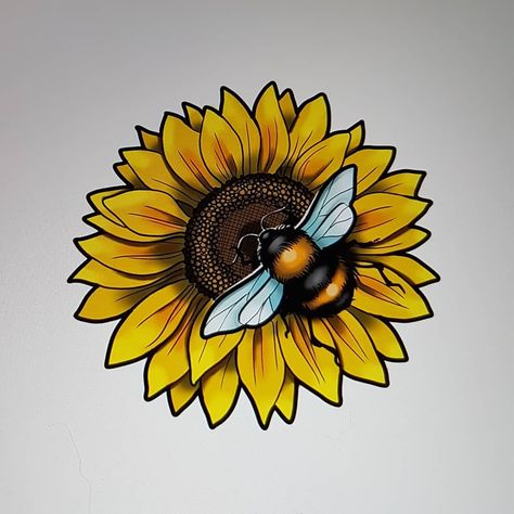 Sunflower and bee tattoo design ☇Contact madamehatattoos@gmail.com Mandalas, Nature, Sunflowers And Bees Tattoo, Bee Sunflower Tattoo, Sunflower Bee Tattoo, Sunflower And Bee Tattoo, Sunflower Reference, Gems Tattoo, Bee Tattoo Meaning