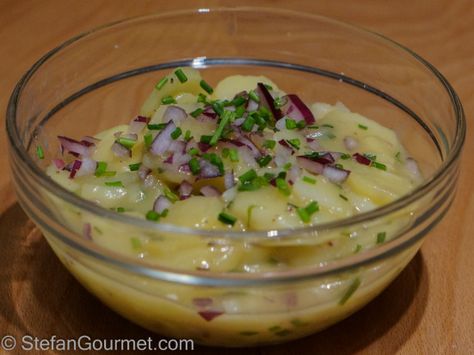 DSC04124 Austrian Potato Salad, Lentil And Bacon Soup, Sous Vide Vegetables, Netherlands Food, German Dishes, Austrian Recipes, German Potato Salad, Recipes Savory, Sous Vide Cooking