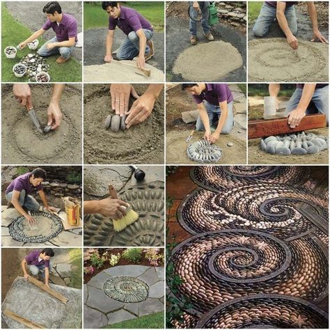 Mosaic Walkway, Pebble Garden, Garden Walkway, Pebble Mosaic, Rock Garden Landscaping, Mosaic Garden, Garden Pathway, Rock Garden, Garden Paths