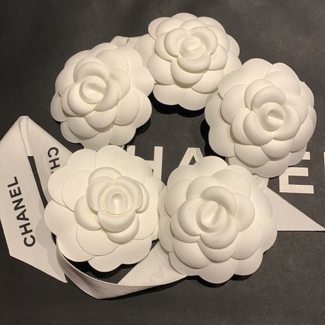 Set of 5 chanel camellia flower Camellia Flower Chanel, Gabriel Chanel, Camellia Chanel, Camelia Chanel, Camelia Flower, Chanel Camellia Flower, Chanel Flower, Chanel Aesthetic, White Camellia