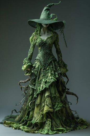 Epic Witch Costume, Witch Dress Costume, Beautiful Witch Costumes, Witch Aesthetic Dress, Witch Costume Inspiration, Forest Witch Costume Diy, High Fae Costume, Swamp Witch Aesthetic Fashion, Witch Dress Aesthetic