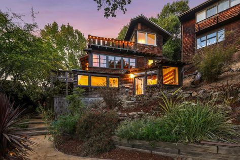 Photo 14 of 15 in A Tree House–Like Dwelling Once Owned by Dorothea Lange Seeks $1.65M in Berkeley, CA - Dwell Bernard Maybeck, Dixon Homes, Deck Shade, Berkeley Hills, Berkeley Homes, Alice Waters, Clad Home, Berkeley California, Custom Built Ins