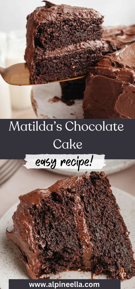 Matilda's Chocolate Cake Essen, Chocolate Sour Cream Frosting, Matilda Chocolate Cake, The Best Fudge, Best Fudge, Sour Cream Frosting, Chocolate Cake From Scratch, Cake From Scratch, Simple Pantry