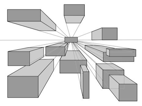 Vocabulary: Horizon Line : The line in a perspective drawing where the sky meets the ground. It also represents the viewer's eye level. Perspective Lessons, 1 Point Perspective, Classe D'art, 8th Grade Art, Perspective Drawing Lessons, One Point Perspective, Creation Art, Point Perspective, Perspective Art