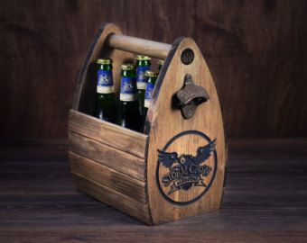 Personalized Wooden 6 pack holder Beer Holder Beer by GoodWoodGift Wooden Beer Caddy, Beer Bottle Crafts, Art Caddy, Wood Beer, Beer Carrier, Beer Caddy, Beer Crate, Beer Box, Beer Holder