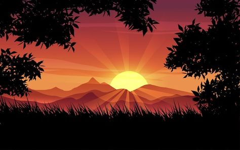 Beautiful morning sunrise landscape with... | Premium Vector #Freepik #vector #morning-sun #landscape #forest-mountains #morning-background Steadfast Love Of The Lord, Landscape With Mountains, Sunrise Landscape, Mountain Silhouette, Sunrise Pictures, Morning Sunrise, Landscape Background, Tree Silhouette, Beautiful Morning