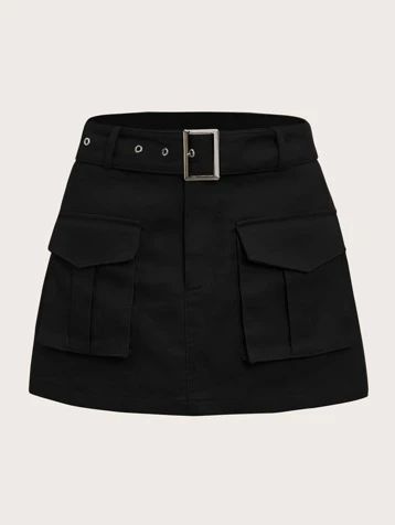 Search gorpcore | SHEIN USA Black Weave, Stylish Skirts, Mode Kpop, Cargo Skirt, Dinner Outfits, Fesyen Wanita, Dream Clothes, Black Skirt, Barbie Clothes