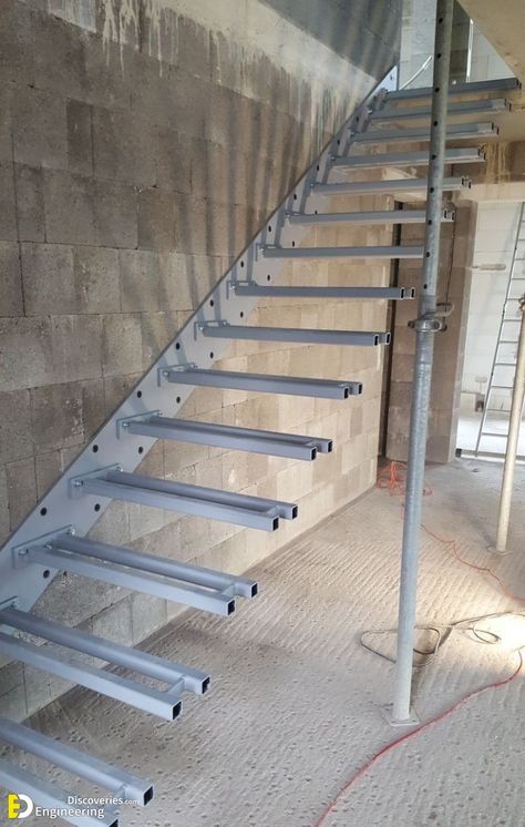 Step-by-Step Guide To Building Cantilevered Stairs | Engineering Discoveries Stair Design Architecture, درج السلم, Cantilever Stairs, Concrete Staircase, Staircase Design Modern, Stairs Design Interior, Iron Staircase, Stair Railing Design, Steel Stairs