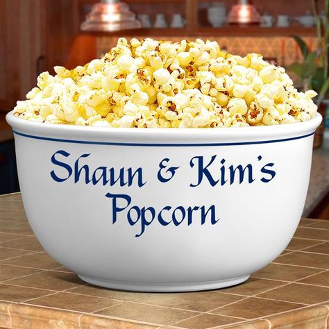 Personalized 4 Quart Popcorn Bowls Popcorn Bowls Personalized, Popcorn Bowls, Kids Holiday Decor, Personalized Bowls, Popcorn Snacks, Popcorn Bowl, American Kitchen, Gourmet Popcorn, Kids Holiday