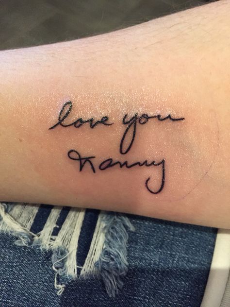 Took a letter my Nanny signed and had it tattooed! Now I have a little bit of her with me everywhere I go! Nanny Tattoo Ideas, Nanny Tattoo, Nan Tattoo, Nana Tattoo, Everywhere I Go, Gemini Tattoo, A Letter, Nanny, Tattoos And Piercings