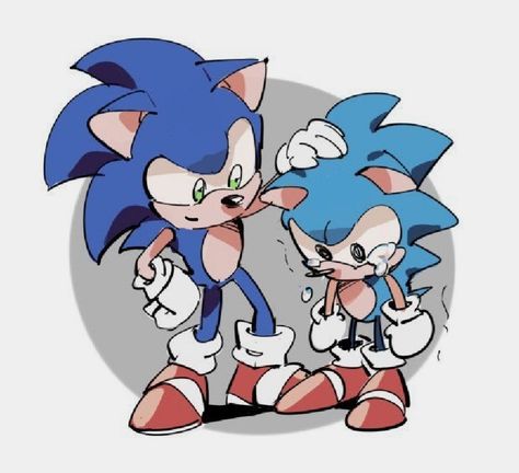 MS: "Hey, don't cry now. We'll find Eggman and we WILL stop him. Okay?                                                         CS: "Mhmm"                                             MS: "Good. Now no more tears" Sonic And Classic Sonic, Sonic Lobo, Sonic Kawaii, Modern Sonic, Sonic Generations, Sonic Mania, Hedgehog Movie, Classic Sonic, Sonic Heroes