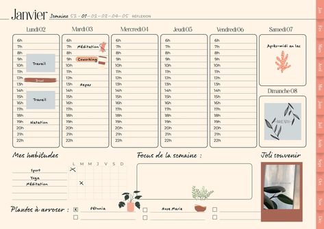 5-Day Weekly Planner: Track Your Tasks, Habits & Goals digitalplannergoodnotestemplate #bullet_journal_layout_templates❀. Event Organizer Planners, Weekly Planner Landscape, Planner Weekly Layout, Landscape Planner, Simple Weekly Planner, Notion Templates, Planner Pdf, Notion Template, Event Organiser