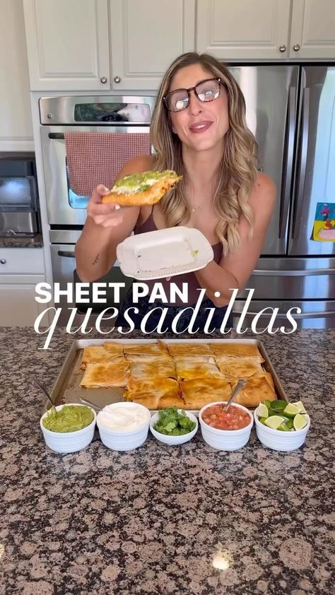 Sheet Pan Quesadillas, Shredded Rotisserie Chicken, Can Corn, Can Black Beans, Guacamole Salsa, Stick Butter, Rotel Tomatoes, Quesadilla Recipes, Pan Chicken