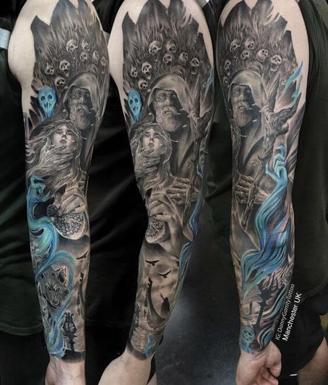 Underworld Greek Mythology, Hermes Tattoo, Hades Underworld, Hades Tattoo, Sleeve Inspiration, Greek God Tattoo, Poseidon Tattoo, Nemean Lion, Zeus Tattoo