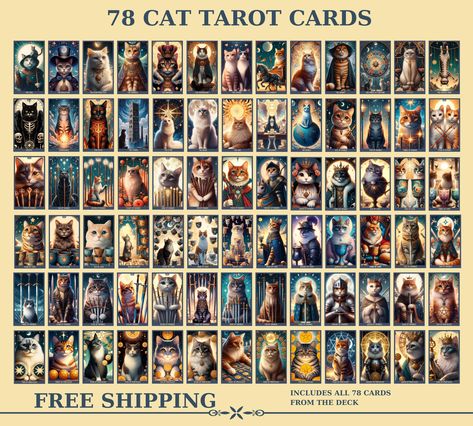 Tarot Cards Set, Cat Tarot Cards, Cat Unique, Magic Cat, Nine Lives, Tarot Deck, Cat Theme, Tarot Decks, Tarot Card