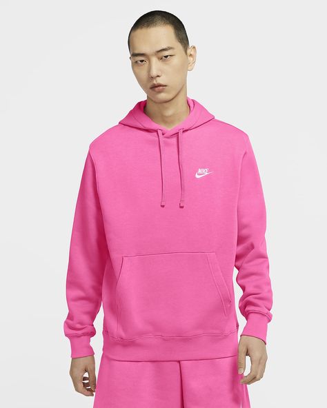 Nike Sportswear Club Fleece Pullover Hoodie Pink Nike Hoodie, Jordan 1 Outfit, Nike Sportswear Club Fleece, Nike Looks, Nike Pullover, Hoodies Men Pullover, Pink Nike, Pink Nikes, Nike Sweatshirts