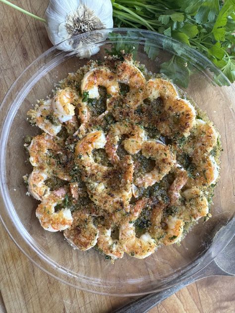 Shrimp Oreganata - Frannie Loves Food Stovetop Shrimp, Shrimp Oreganata, Large Shrimp, Shrimp Dishes, Pickle Relish, Anchovies, How To Dry Oregano, Out Of This World, Relish