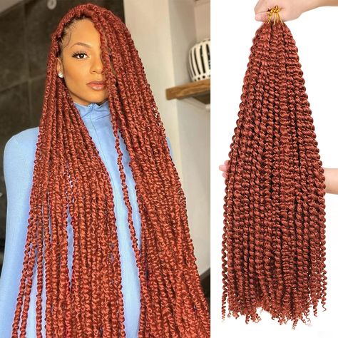 Ginger Passion Twist, Afro Hair Twists, Hair For Butterfly Locs, Micro Braids Hairstyles, Passion Twist Hair, Water Wave Crochet, Spring Twist Hair, Wave Crochet, Passion Twists