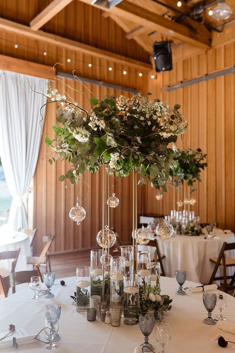 Tall Round Table, Delphinium White, Round Table Centerpiece, White Delphinium, Floating Centerpieces, Round Wedding Tables, Round Table Decor, Lighted Centerpieces, Greenery Centerpiece