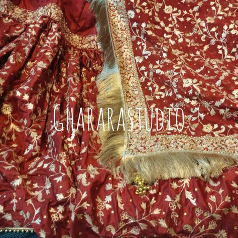 Bridal Gharara with complete zari jaal all over Gharara and Dupatta. Swarovski work at the border. Can be made in any colour. Deliver worldwide  Complete stitched  TO ORDER/ENQUIRY: ☎️/Whatsapp 9971865919  ghararastudio@gmail.com  ✉️ Inbox in Facebook  Provide your email id  #Gharara #ghararastudio #ghararalovers #ghararabride #ghararastudio #bride #bridal #bridalgharara #wedding #weddingdress #weddinggharara #weddinglehenga #lehenga #fashion #style #picoftheday #instapic #instalove Garara Design, Wedding Gharara, Bridal Gharara, Khafif Mehndi, Bridal Clothes, Gharara Designs, Nikah Outfit, Khafif Mehndi Design, Nikah Dress