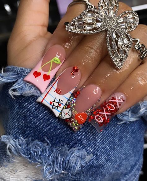 #valentinesday #vday #valentines #ducknails #vdayducknails #nailart #ducknaildesign Duck Tips, Beginner Nail Tech, Valentine Nails Pink, Beginner Nail Designs, Vday Nails, Acrylic Nail Set, Duck Nails, Long Acrylic Nail Designs, Colored Acrylic Nails