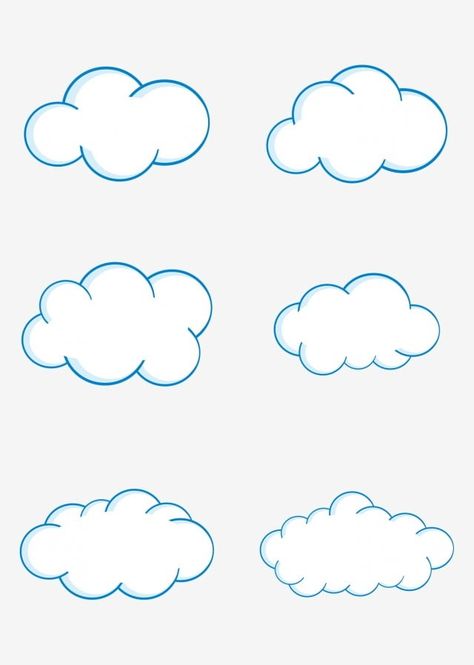 Cloud Cake, Cloud Shape, Birthday Cake Topper Printable, Easy Drawings For Kids, Cloud Drawing, Pola Sulam, Clouds Design, Stick Figure, Cartoon Background