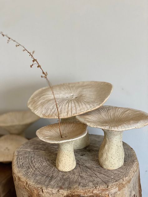 Ceramic Sculpture Texture, Ikebana Vases Pottery Handmade, Ceramic Mushrooms Pottery, Organic Shape Table, Wabi Sabi Plants, Wabi Sabi Christmas, Mushroom Ceramics, Ikebana Pottery, Pottery Mushrooms