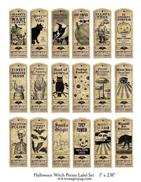 Halloween Witch Potion Labels Halloween Potion, Potion Labels, Witch Potion, Halloween Fest, Hallowen Ideas, Etiquette Vintage, Halloween Potions, Anniversaire Harry Potter, Halloween Labels