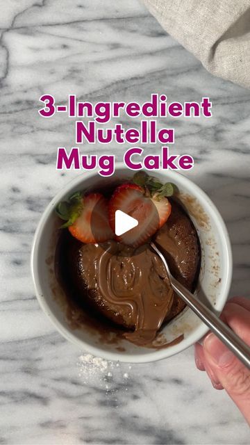 Kathleen ~ Easy, Everyday Recipes on Instagram: "3-INGREDIENT NUTELLA MUG CAKE 🍫 Follow @KathleensCravings for more easy recipes and grab the recipe below! ⬇️ 

Only 3 ingredients and ready in minutes!

Ingredients
* 1 egg
* ¼ cup Nutella, or other chocolate hazelnut spread
* 2 tablespoons all-purpose flour

1. Mix up Cake Batter - Start by beating the egg in a microwave-safe mug. Then stir in the Nutella until mostly smooth and finally mix in the flour. 
2. Microwave - Microwave for 1-1.5 minutes until the cake is puffed up and dry to the touch. When in doubt, it’s better to undercook it by a few seconds than to overcook it.

#easyrecipes #mugcake #nutella" Mug Cake Microwave Easy 3 Ingredients, Nutella Recipes Cake, Nutella Mug Cake, Easy Mug Cake, Up Cake, Nutella Cake, Eating Alone, Chocolate Hazelnut Spread, Nutella Recipes