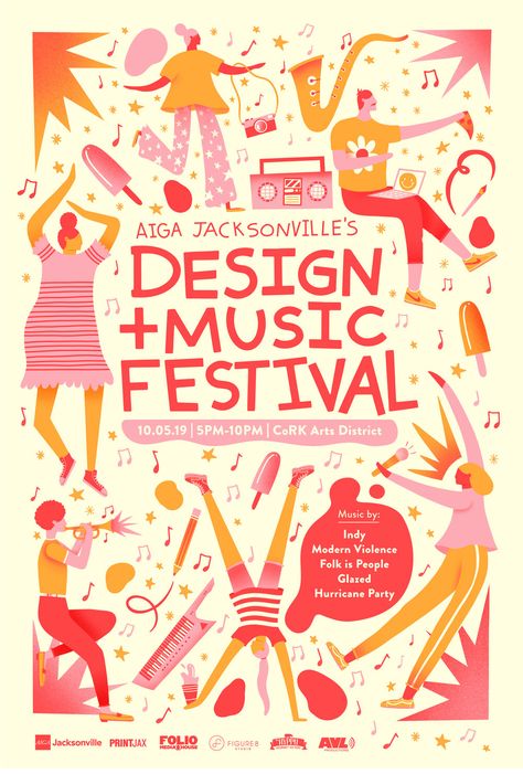 Design+Music Fest - Branding — Em The Creative Art Music Festival, Festival Theme Design, Concert Advertising Design, Music Festival Merchandise Design, Celebrate Design Poster, Dance Festival Poster Design, Poster For Event Ideas, International Poster Design, Music Festival Design Graphics