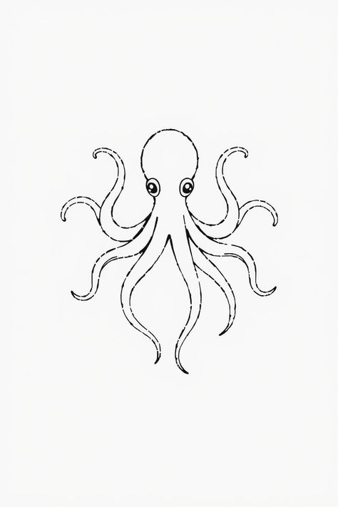 Check Out This Minimalist Octopus Line Drawing & 12+ Other Octopus Drawing Ideas! #drawingideas #drawinginspiration Tiny Octopus Drawing, Octopus Sketch Simple, Draw Octopus Easy, Cool Drawing Ideas Creativity, Octopus Drawing Simple, Drawing Of Octopus, Octopus Line Drawing, Easy Octopus Drawing, Octopus Tentacles Drawing