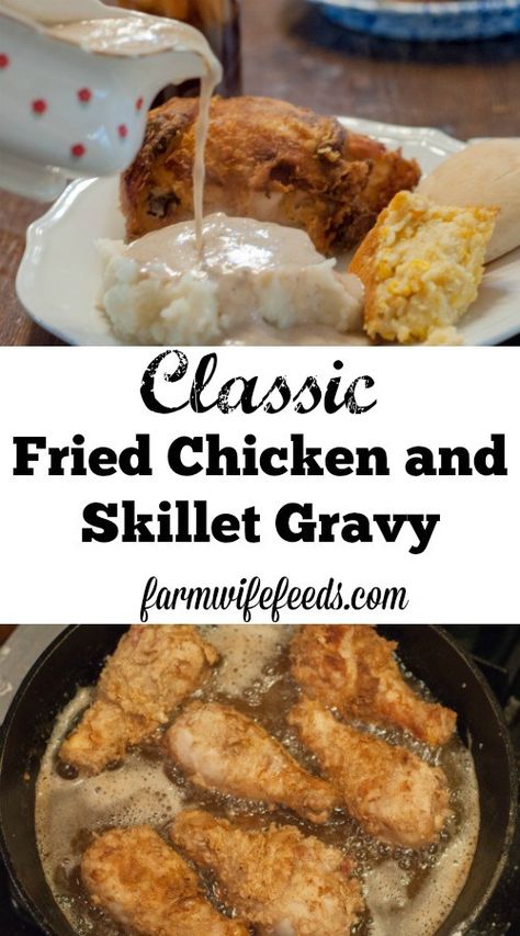 Skillet Gravy, Fried Chicken Gravy, Over Fried Chicken, Easy Fried Chicken, Fried Chicken Dinner, Chicken Gravy Recipe, Fried Chicken Legs, Homemade Fried Chicken, Making Fried Chicken