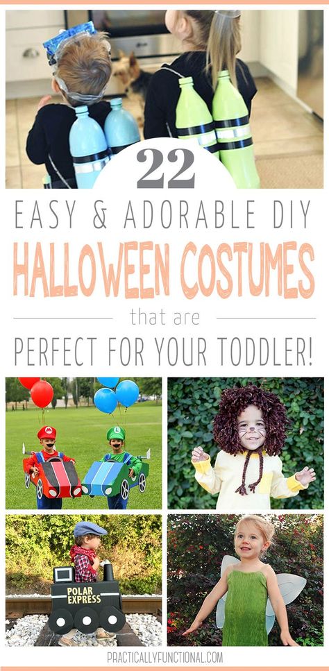 Get creative this Halloween and make one of these easy and cute DIY toddler Halloween costumes! Diy Toddler Halloween Costumes, Toddler Costume Ideas, Kids Halloween Costumes For Boys, Halloween Costumes For Siblings, Costumes For Siblings, Halloween Costume Ideas Kids, Sew Costume, Halloween Costumes Easy, Toddler Halloween Costume