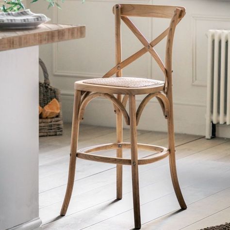 Cafe Stool 2pk French Bistro Style, Coffee And Croissants, Elegant Bar Stools, Cafe Bar Stools, Breakfast Stools, Oak Bar Stools, Cross Back Dining Chairs, Rattan Stool, Oak Plywood