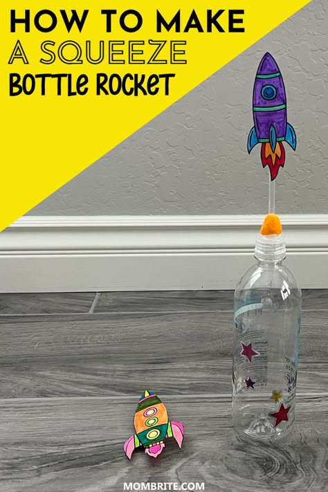 Baking Soda Rocket Science Experiments, Rocket Experiment Preschool, Rocket Stem Project, How To Build A Rocket Ship For Kids, Preschool Rocket Ship Activities, Stomp Rocket Diy, Diy Space Rocket, Preschool Rocket Craft, Make A Rocket Ship For Kids