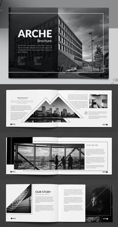 Light Architecture Brochure Template Catalog Design Architecture, Architectural Brochure Design, Architecture Booklet Design, Architectural Graphic Design, Modern Brochure Design Creative, Brochure Design Architecture, Building Brochure Design, Broucher Ideas Design, Architectural Infographics