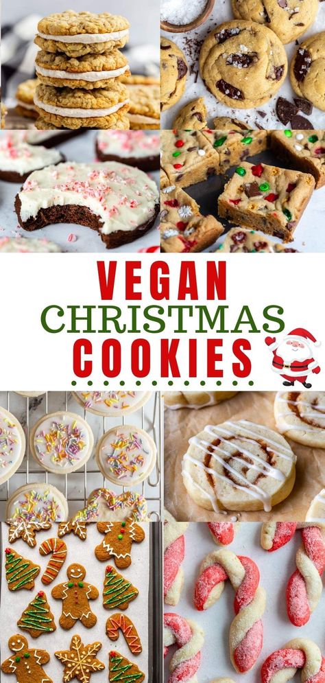 Time to kick off your holiday baking with homemade Vegan Christmas Cookies! If you're like me and love to bake tons of treats for gift giving and enjoying through the holiday season, you've come to the right place. I’ve rounded up all of my favorite Christmas cookie recipes. You'll find everything from classic cutout sugar cookies to cinnamon roll cookies and even candy cane cookies. It's time to fill those Christmas cookie tins to the brim! Organic Christmas Cookies, Vegan Christmas Dessert Recipes, Egg Free Cookies Christmas, Christmas Cookies Recipes Vegan, Best Vegan Christmas Cookies, Christmas Vegan Appetizers, Christmas Vegan Cookies, Vegan Christmas Recipes Dessert, Vegan Christmas Candy Recipes