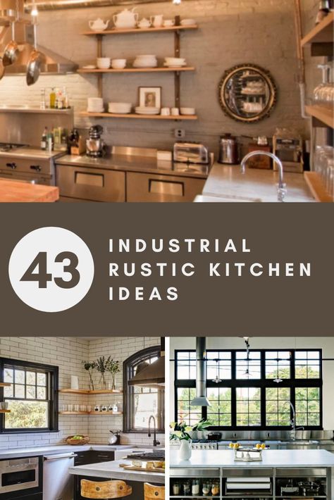 Today, we are looking at 43 industrial rustic kitchen ideas and how it can transform a dull looking kitchen into a stylish and elegant one. Industrial Kitchen Ideas Rustic, Kitchen Cabinet Industrial Design, Industrial Look Kitchen Inspiration, Rustic Industrial Kitchen Design Vintage, Vintage Industrial Kitchen Ideas, Open Kitchen Industrial Style, Vintage Kitchen Island Farmhouse, Industrial Kitchen Cabinets Ideas, Industrial Home Kitchen Ideas