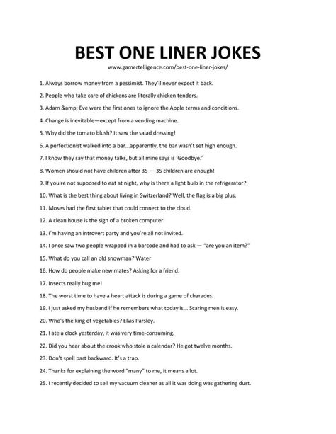 Downloadable and printable list of best one liner jokes as jpg or pdf Best Flirting Lines, Corny Pick Up Lines, Clever Pick Up Lines, Romantic Pick Up Lines, Bad Pick Up Lines, Pick Up Line Jokes, One Liner Jokes, Funny Pick, Funny Instagram Captions