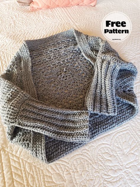 Granny Square Crochet Shrug Sleeves Pattern Free Crochet Shrug Sleeves, Easy Crochet Shrug Pattern, Shrug Sleeves, Easy Crochet Shrug, Crochet Shrug Pattern Free, Shrug Knitting Pattern, Crochet Bolero Pattern, Bolero Pattern, Crochet Shrug Pattern