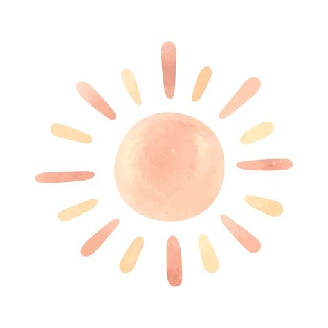 Sun Images Art, Boho Graphics, Sun Watercolor, Nursery Pictures, Sun Illustration, Contemporary Vintage, Retro Sun, Sunshine Birthday, Boho Sun