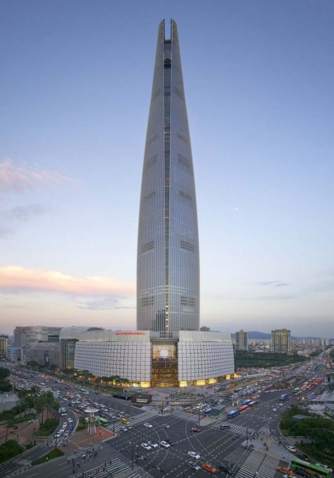 architecture - #architecture Lotte World Tower, Awesome Architecture, Lotte World, Skyscraper Architecture, Tower Building, Tower Design, Amazing Buildings, Structure Architecture, High Rise Building