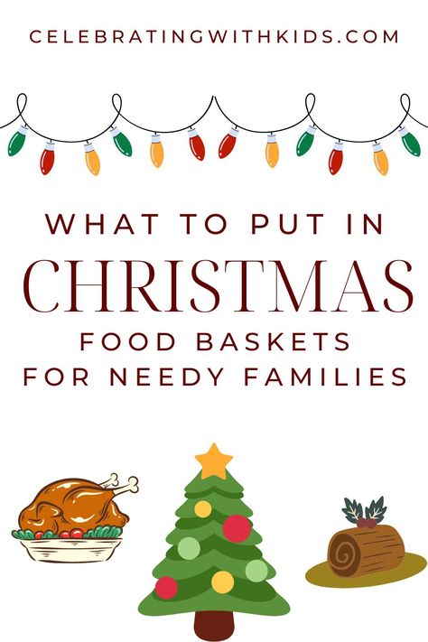 what to put in Christmas food baskets for needy families Food Basket Ideas Meals, Food Baskets For Needy Families, Food Bank Donation Box Ideas, Christmas Food Drive Box Ideas, Food Pantry Donations Ideas, Food Bank Ideas, Food Bank Donation Ideas, Christmas Food Basket, Christmas Donation Ideas