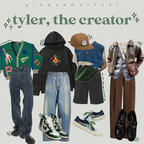 Tylercore Outfits, Tyler The Creator Clothes Style, Camp Core Aesthetic Outfits, Tyler The Creator Inspo Outfits, Tyler The Creator Fit Inspiration, Tyler The Creator Inspired Fits, Tyler Creator Outfits, Call Me If You Get Lost Outfit Ideas, What To Wear To A Tyler The Creator Concert